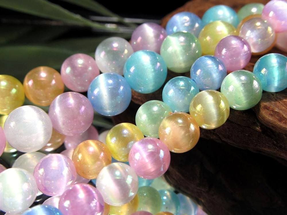 セレナイト 天然ジプサム 透石膏 ビーズ連 連材