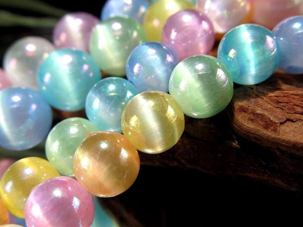 セレナイト 天然ジプサム 透石膏 ビーズ連 連材