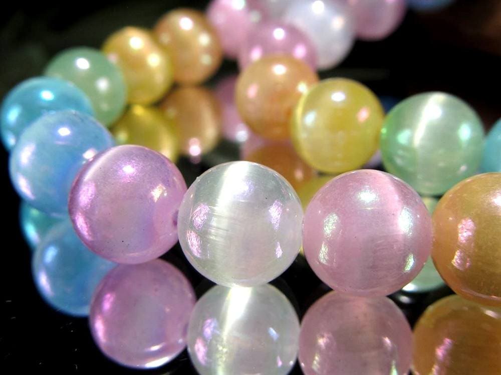 セレナイト 天然ジプサム 透石膏 ビーズ連 連材