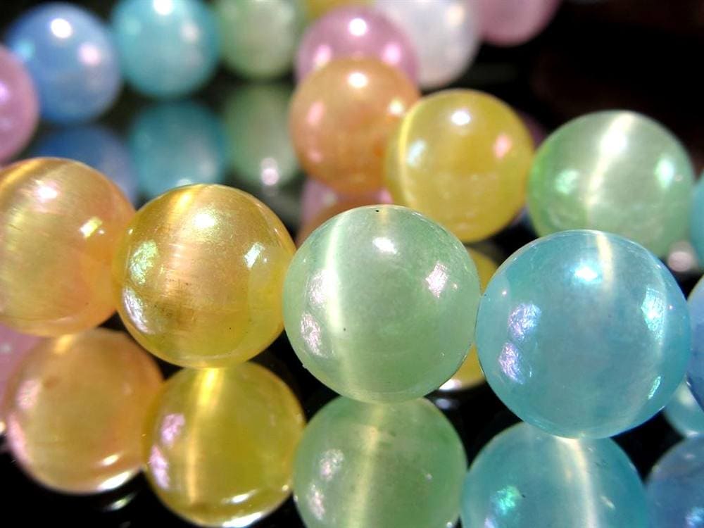 セレナイト 天然ジプサム 透石膏 ビーズ連 連材