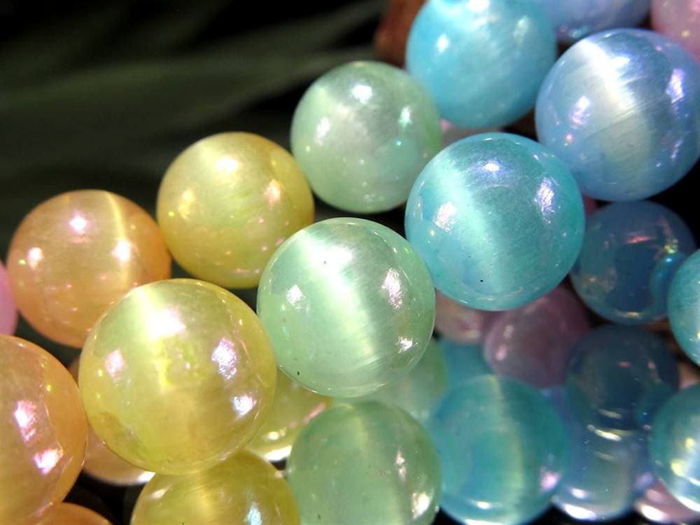 セレナイト 天然ジプサム 透石膏 ビーズ連 連材