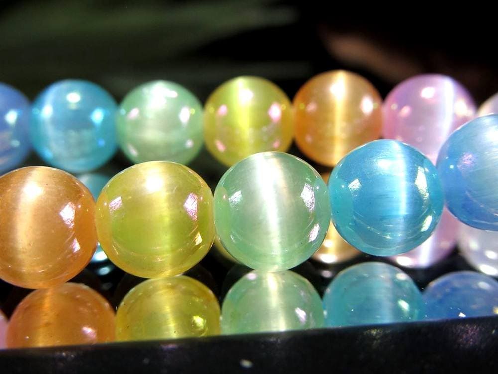 セレナイト 天然ジプサム 透石膏 ビーズ連 連材