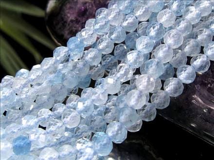 アクアマリン,ベリル,3月の誕生石,緑柱石,ビーズ連,連材