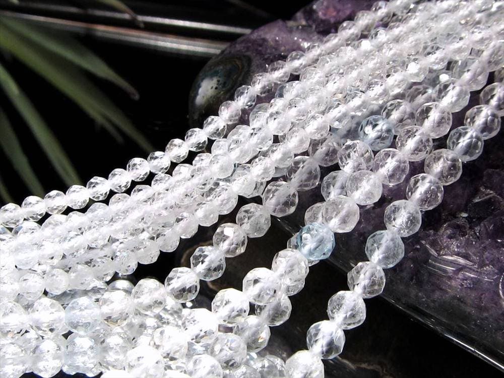 トパーズ,黄玉,カラーレス,ビーズ連,連材