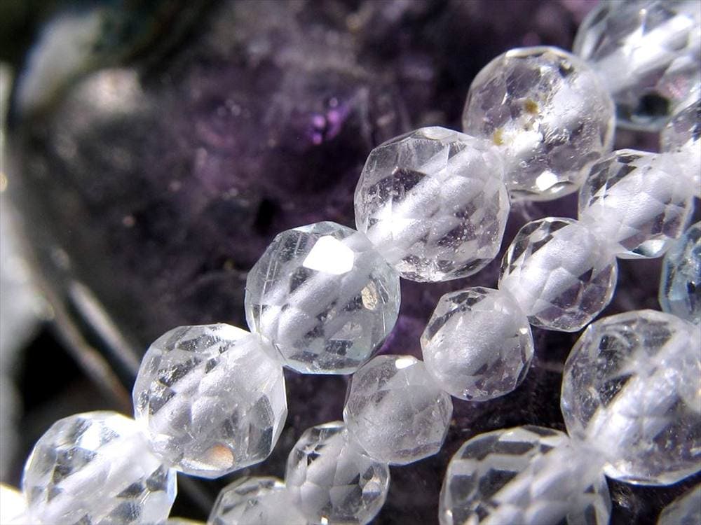 トパーズ,黄玉,カラーレス,ビーズ連,連材