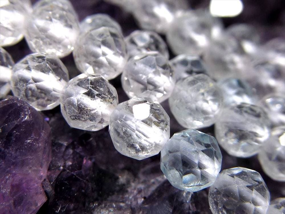 トパーズ,黄玉,カラーレス,ビーズ連,連材