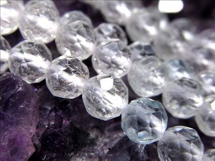 トパーズ,黄玉,カラーレス,ビーズ連,連材