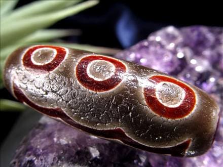 天珠,馬蹄痕天珠,至純天珠,瑪瑙,黒鳶赤紋