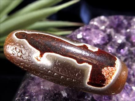 天珠,馬蹄痕天珠,至純天珠,瑪瑙,黒鳶赤紋