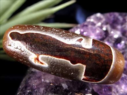 天珠,馬蹄痕天珠,至純天珠,瑪瑙,黒鳶赤紋