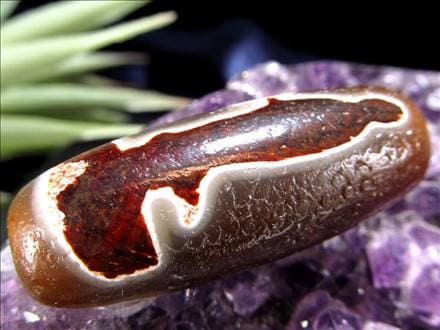 天珠,馬蹄痕天珠,至純天珠,瑪瑙,黒鳶赤紋