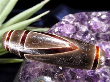 天珠,馬蹄痕天珠,至純天珠,瑪瑙,黒鳶赤紋