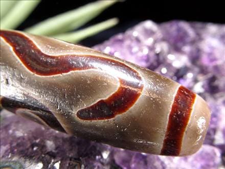 天珠,馬蹄痕天珠,至純天珠,瑪瑙,黒鳶赤紋