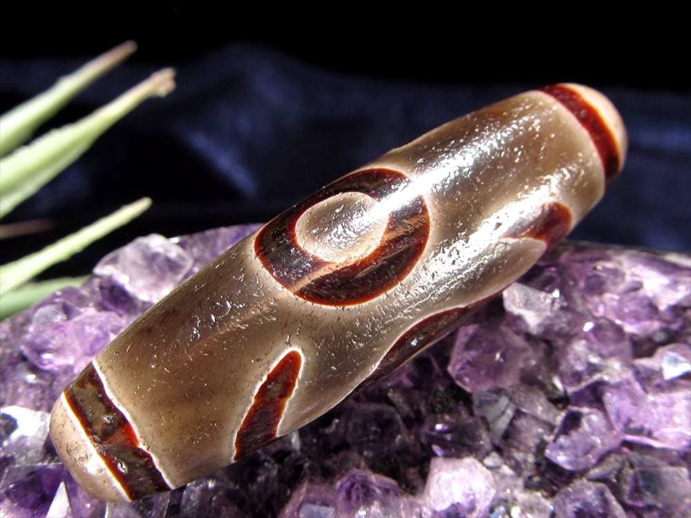 天珠,馬蹄痕天珠,至純天珠,瑪瑙,黒鳶赤紋