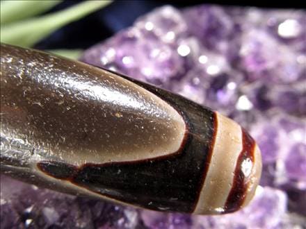 天珠,馬蹄痕天珠,至純天珠,瑪瑙,黒鳶赤紋