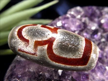 天珠,馬蹄痕天珠,至純天珠,瑪瑙,黒鳶赤紋