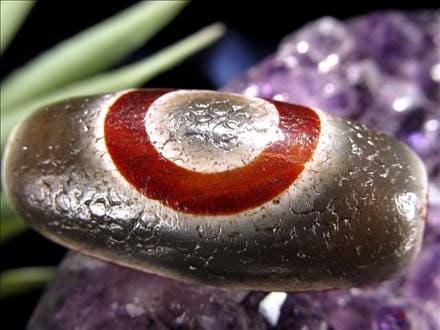 天珠,馬蹄痕天珠,至純天珠,瑪瑙,黒鳶赤紋