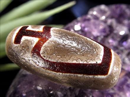 天珠,馬蹄痕天珠,至純天珠,瑪瑙,黒鳶赤紋