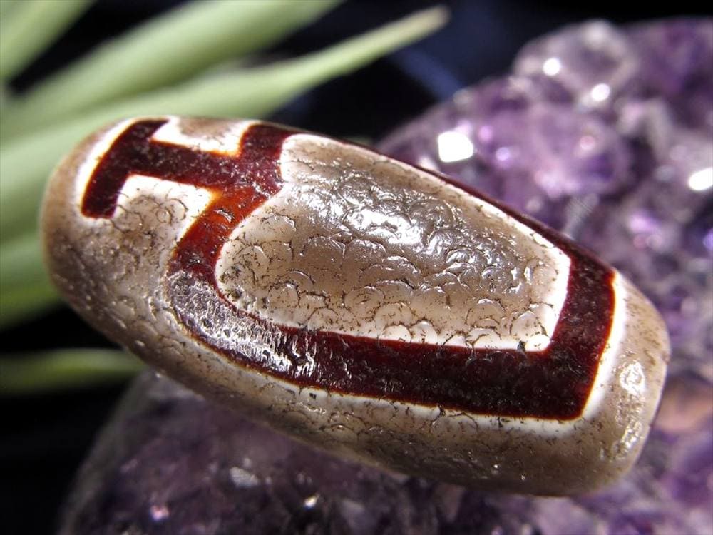天珠,馬蹄痕天珠,至純天珠,瑪瑙,黒鳶赤紋