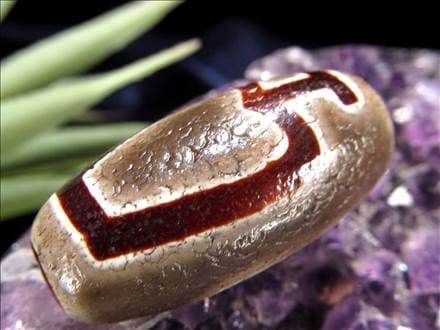 天珠,馬蹄痕天珠,至純天珠,瑪瑙,黒鳶赤紋