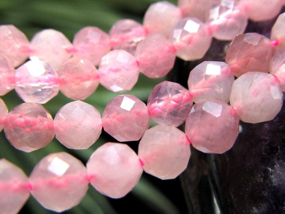 ローズクォーツ,紅水晶,紅石英,ビーズ連,連材