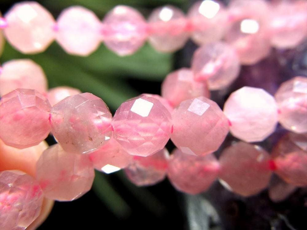 ローズクォーツ,紅水晶,紅石英,ビーズ連,連材