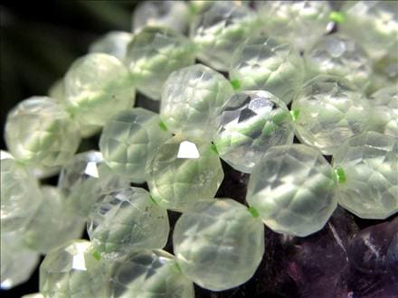 プレナイト,葡萄石,カット,ビーズ連,連材