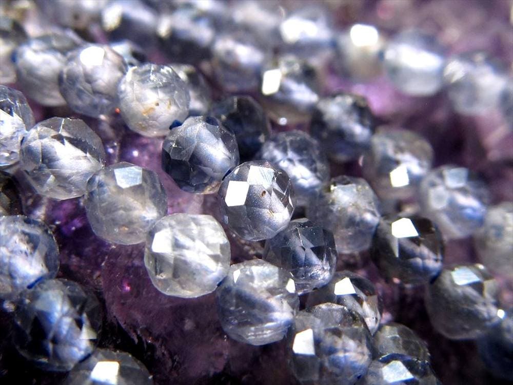 アイオライト,菫青石,3月の誕生石,ビーズ連,連材