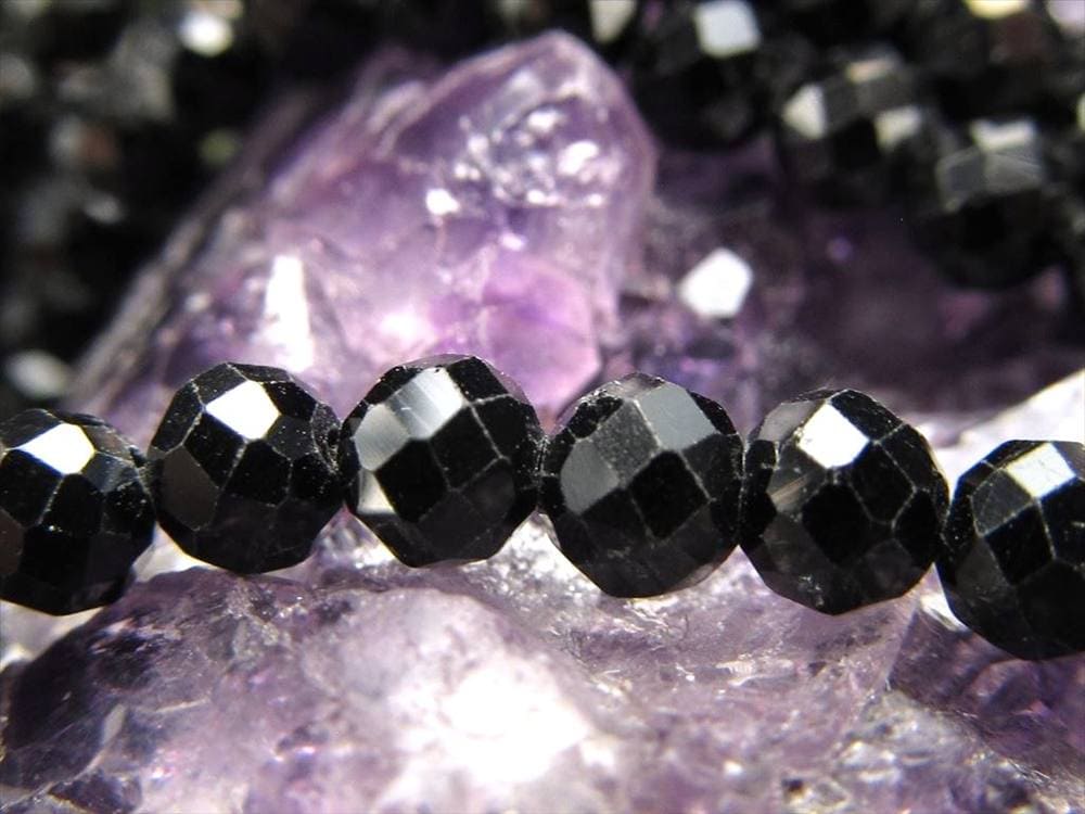 ブラックスピネル,尖晶石,スピネル,ビーズ連,連材