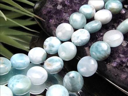 ラリマー ブルーペクトライト ヒーリングストーン コイン ビーズ連 連材