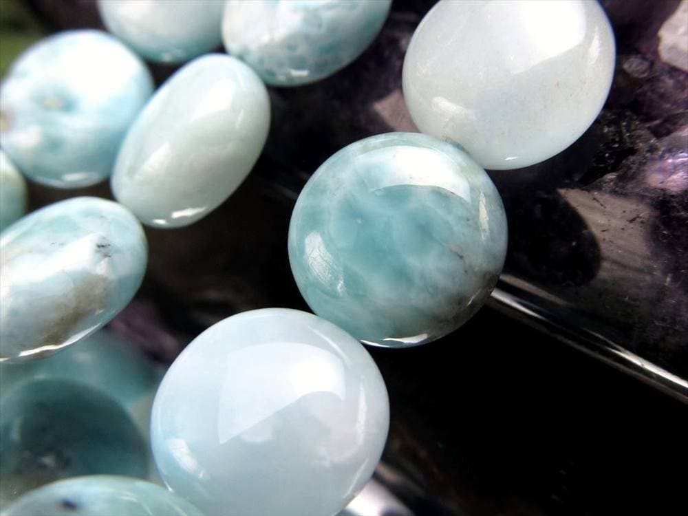 ラリマー ブルーペクトライト ヒーリングストーン コイン ビーズ連 連材