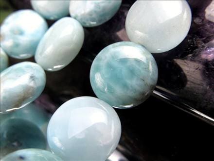 ラリマー ブルーペクトライト ヒーリングストーン コイン ビーズ連 連材