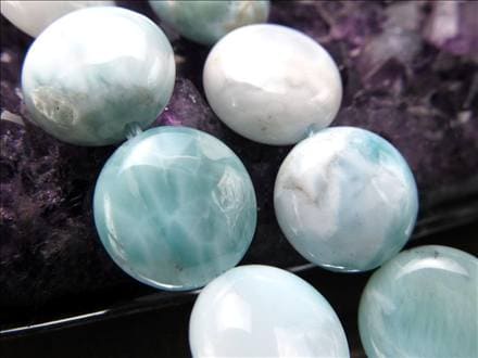 ラリマー ブルーペクトライト ヒーリングストーン コイン ビーズ連 連材