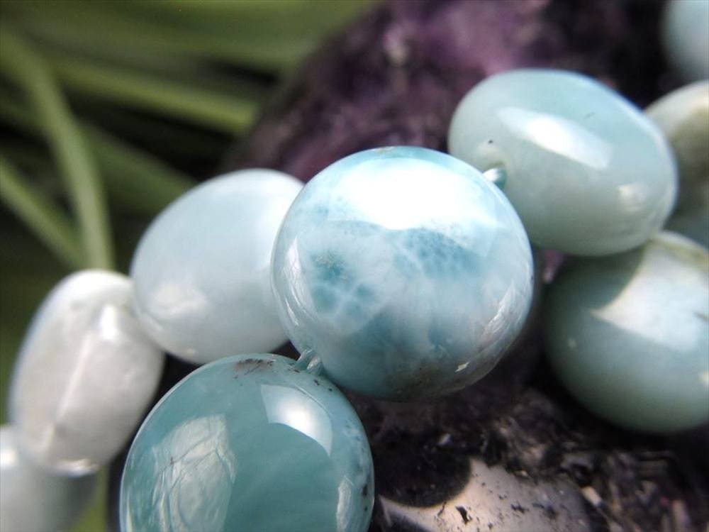 ラリマー ブルーペクトライト ヒーリングストーン コイン ビーズ連 連材