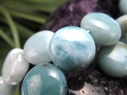 ラリマー ブルーペクトライト ヒーリングストーン コイン ビーズ連 連材