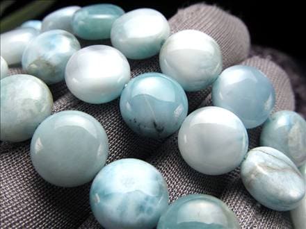 ラリマー ブルーペクトライト ヒーリングストーン コイン ビーズ連 連材