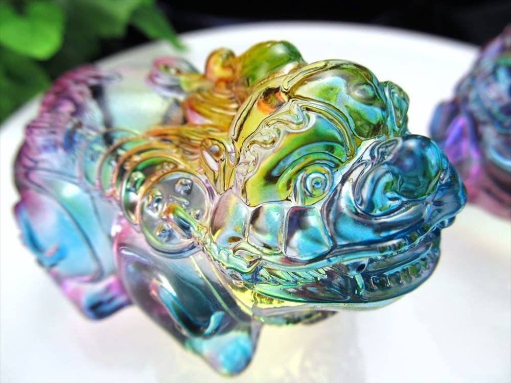 クリスタルガラス 置物 レインボー 貔貅 ヒキュウ