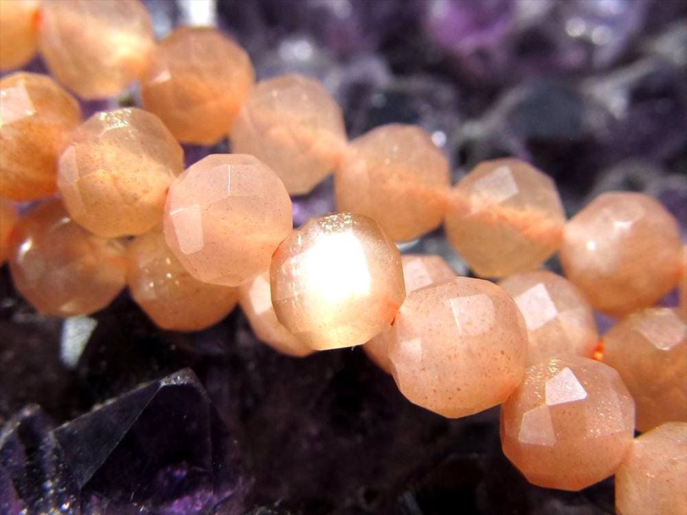 オレンジムーンストーン,月長石,フェルドスパー,ビーズ連,連材