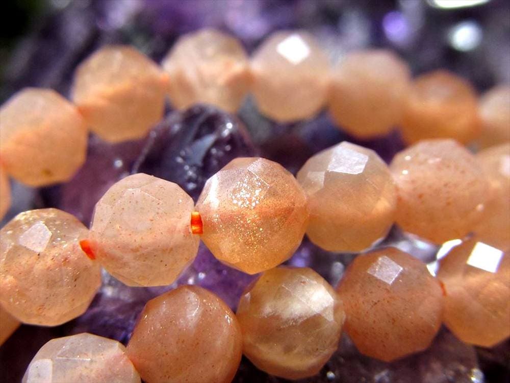 オレンジムーンストーン,月長石,フェルドスパー,ビーズ連,連材
