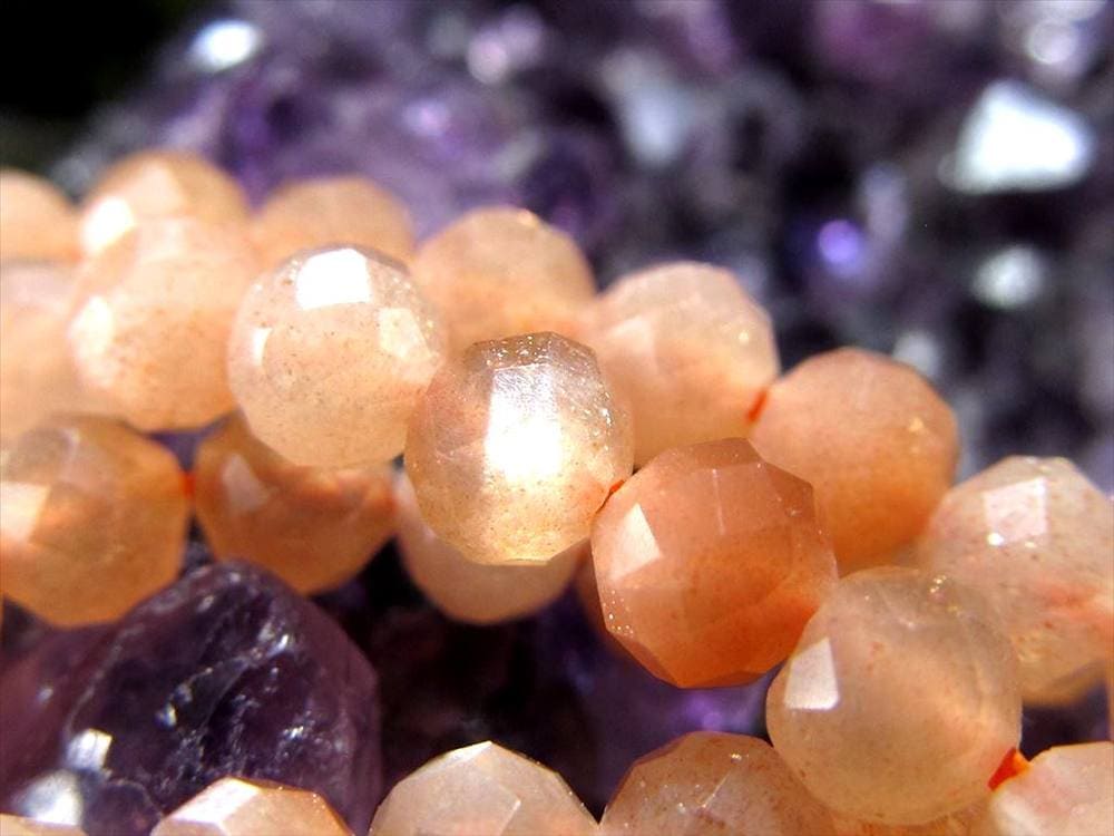 オレンジムーンストーン,月長石,フェルドスパー,ビーズ連,連材