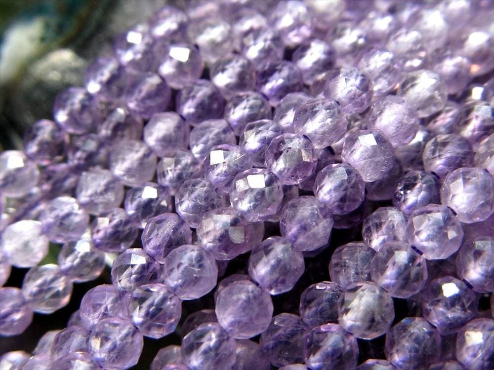 ラベンダーアメジスト,紫水晶,カット,ビーズ連,連材
