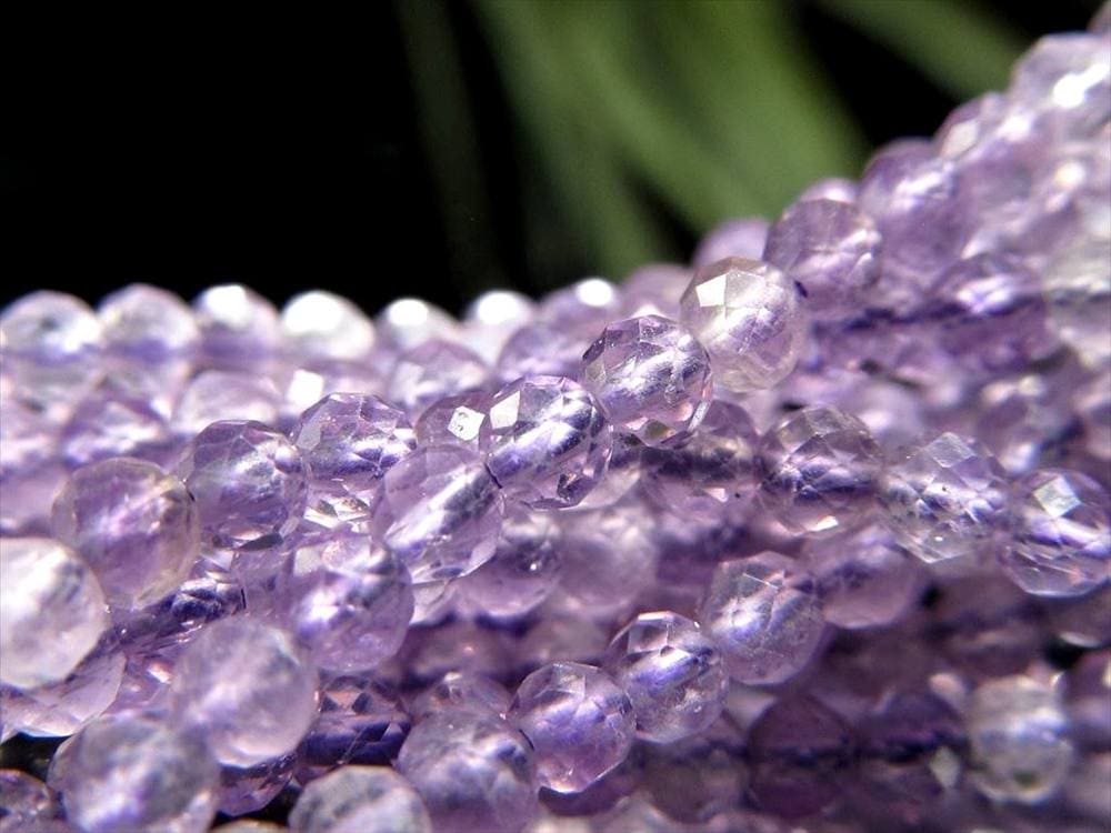 ラベンダーアメジスト,紫水晶,カット,ビーズ連,連材