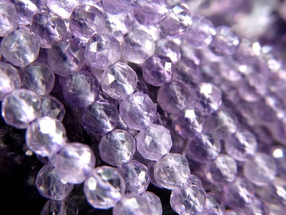 ラベンダーアメジスト,紫水晶,カット,ビーズ連,連材