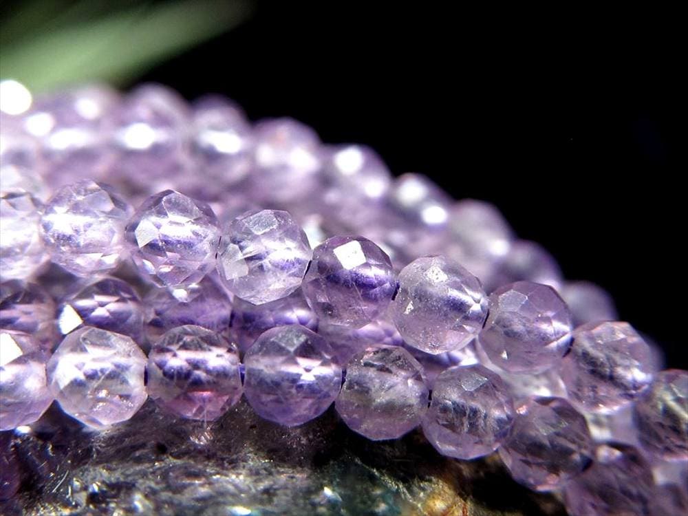 ラベンダーアメジスト,紫水晶,カット,ビーズ連,連材