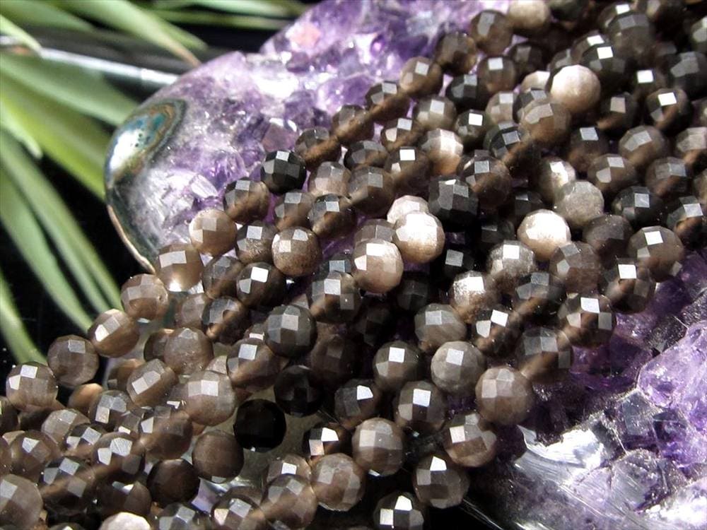 シルバーオブシディアン,オブシディアン,黒曜石,ビーズ連,連材