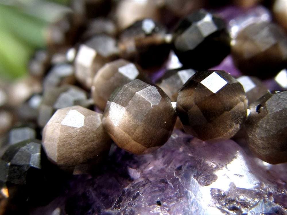 シルバーオブシディアン,オブシディアン,黒曜石,ビーズ連,連材