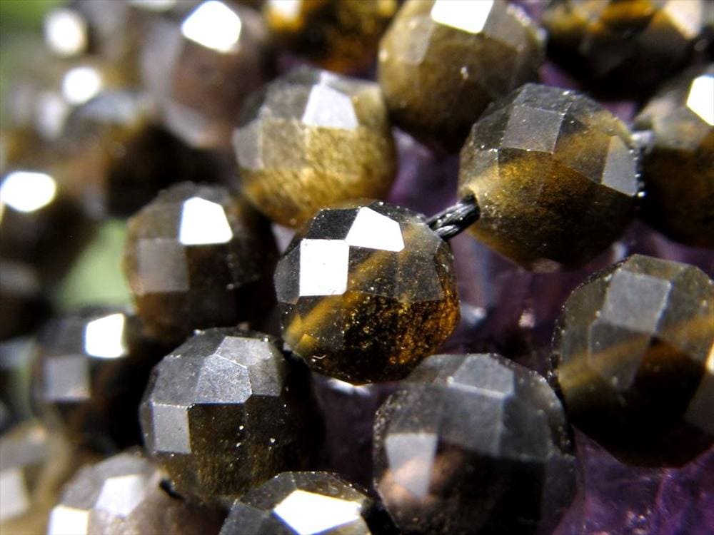 ゴールデンシャイン,オブシディアン,黒曜石,ビーズ連,連材