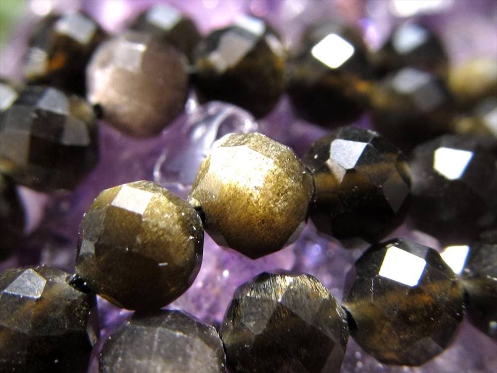 ゴールデンシャイン,オブシディアン,黒曜石,ビーズ連,連材