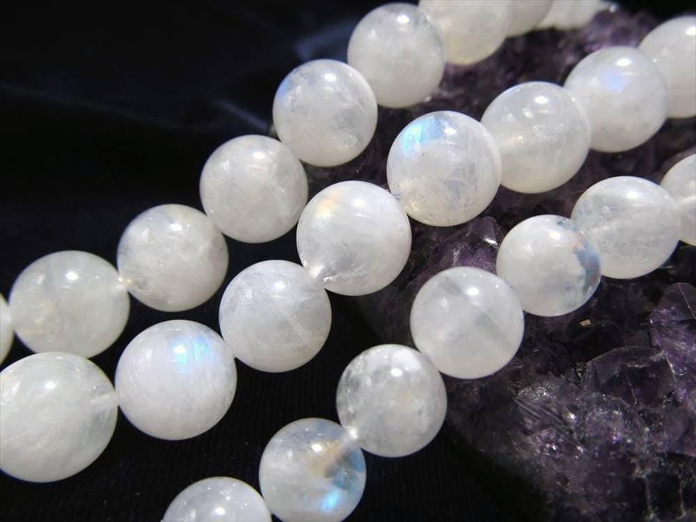 ブルームーンストーン 月長石 フェルドスパー ビーズ 一連