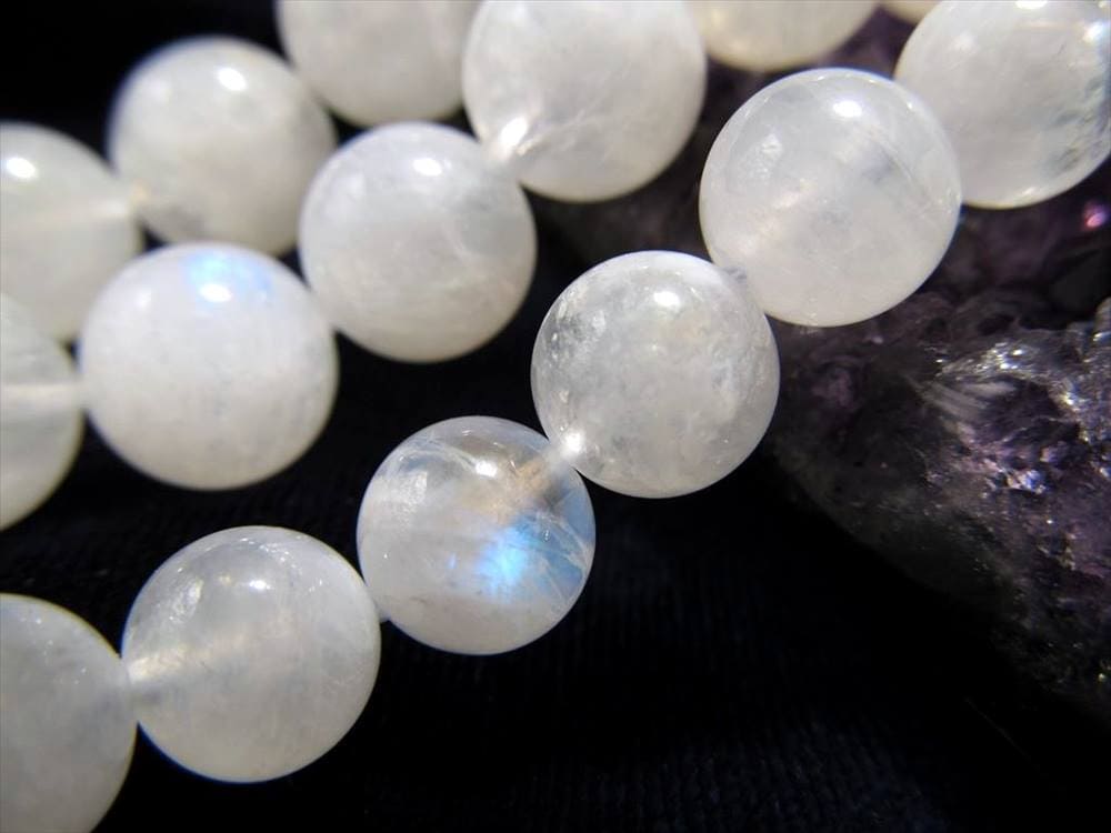ブルームーンストーン 月長石 フェルドスパー ビーズ 一連